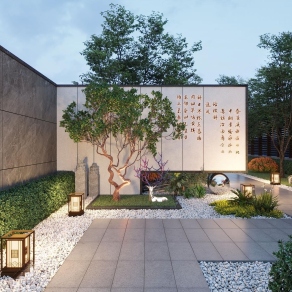 现代庭院景观3D模型下载